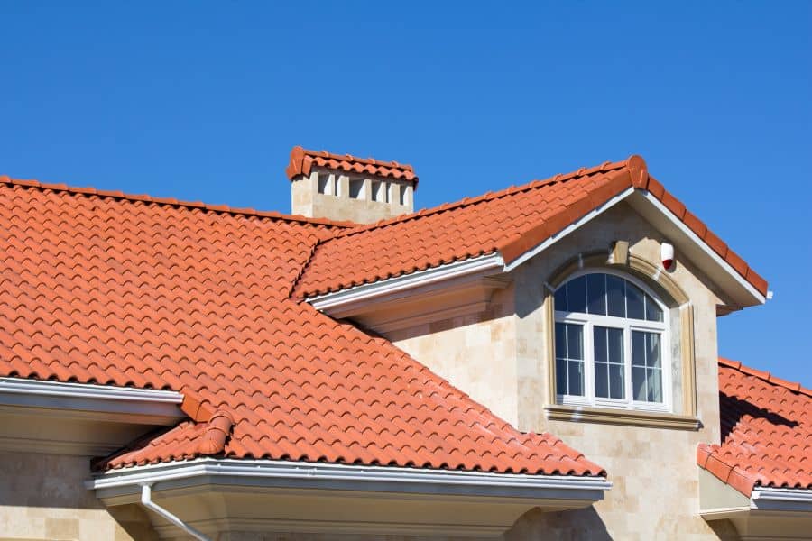 Clay Tiled Roof On House